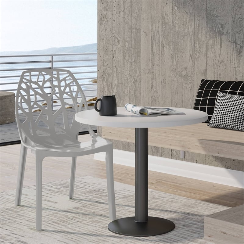 Pemberly Row Modern Plastic Dining Side Chair in Solid Gray Finish