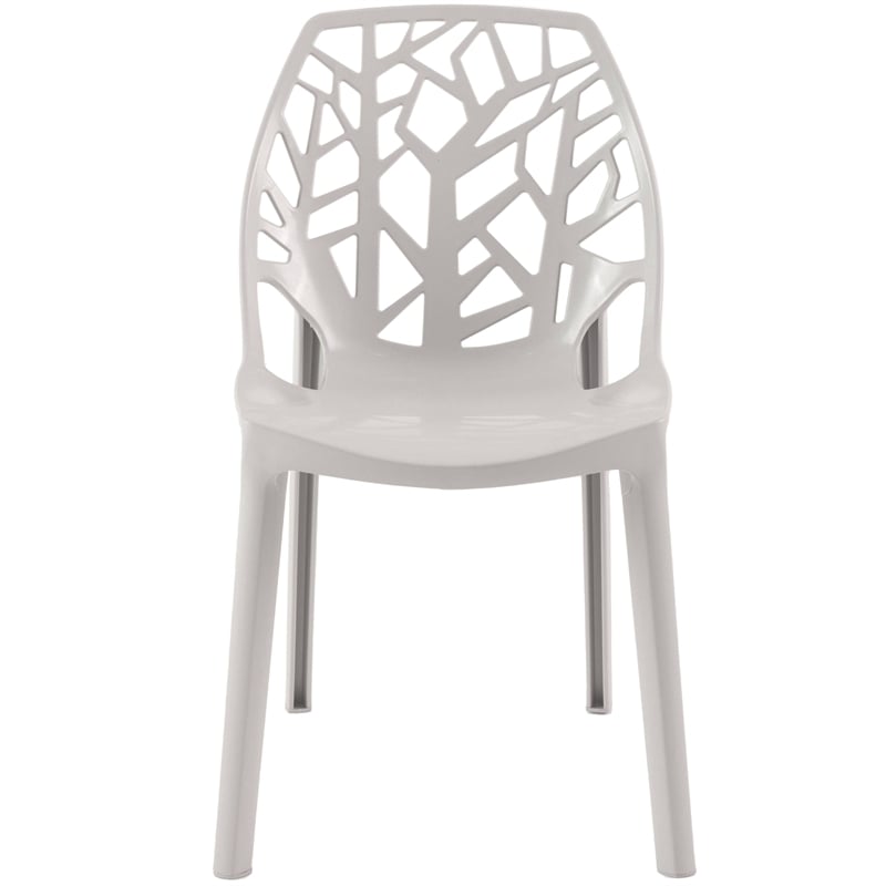 Pemberly Row Modern Plastic Dining Side Chair in Solid Gray Finish