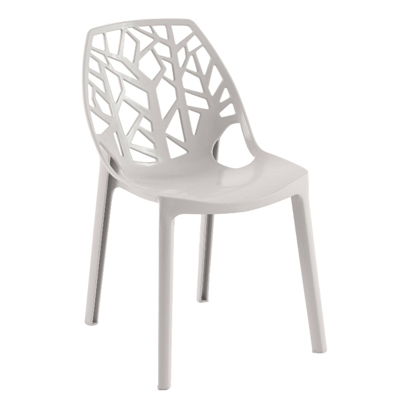 Pemberly Row Modern Plastic Dining Side Chair in Solid Gray Finish