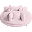 Pemberly Row Contemporary Velvet Roundabout Sofa with Iron Legs in Pink