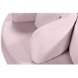 Pemberly Row Contemporary Velvet Roundabout Sofa with Iron Legs in Pink