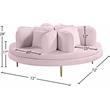 Pemberly Row Contemporary Velvet Roundabout Sofa with Iron Legs in Pink
