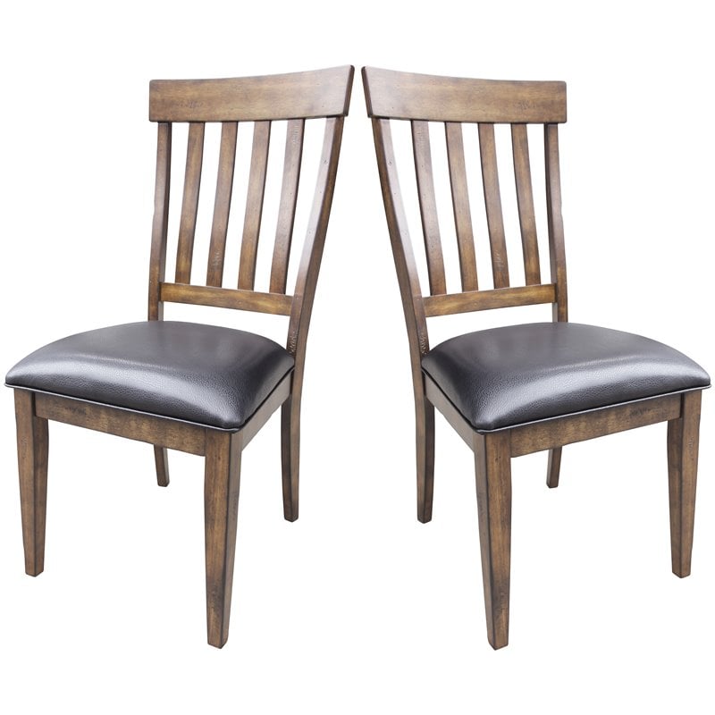 Pemberly Row Slatback Dining Side Chair in Whiskey (Set of 2)