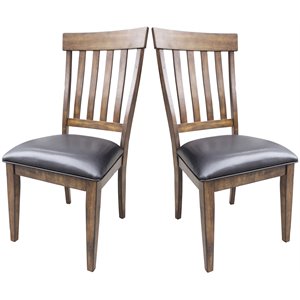 Pemberly Row Slatback Dining Side Chair in Whiskey (Set of 2)