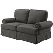 Pemberly Row Transitional Fabric Upholstered Loveseat in Gray