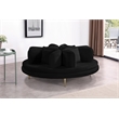 Pemberly Row Contemporary Velvet Black Roundabout Sofa with Iron Legs in Black