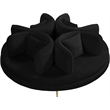 Pemberly Row Contemporary Velvet Black Roundabout Sofa with Iron Legs in Black