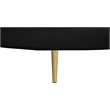 Pemberly Row Contemporary Velvet Black Roundabout Sofa with Iron Legs in Black