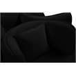 Pemberly Row Contemporary Velvet Black Roundabout Sofa with Iron Legs in Black