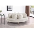 Pemberly Row Contemporary Velvet Cream Roundabout Sofa with Iron Legs in Cream