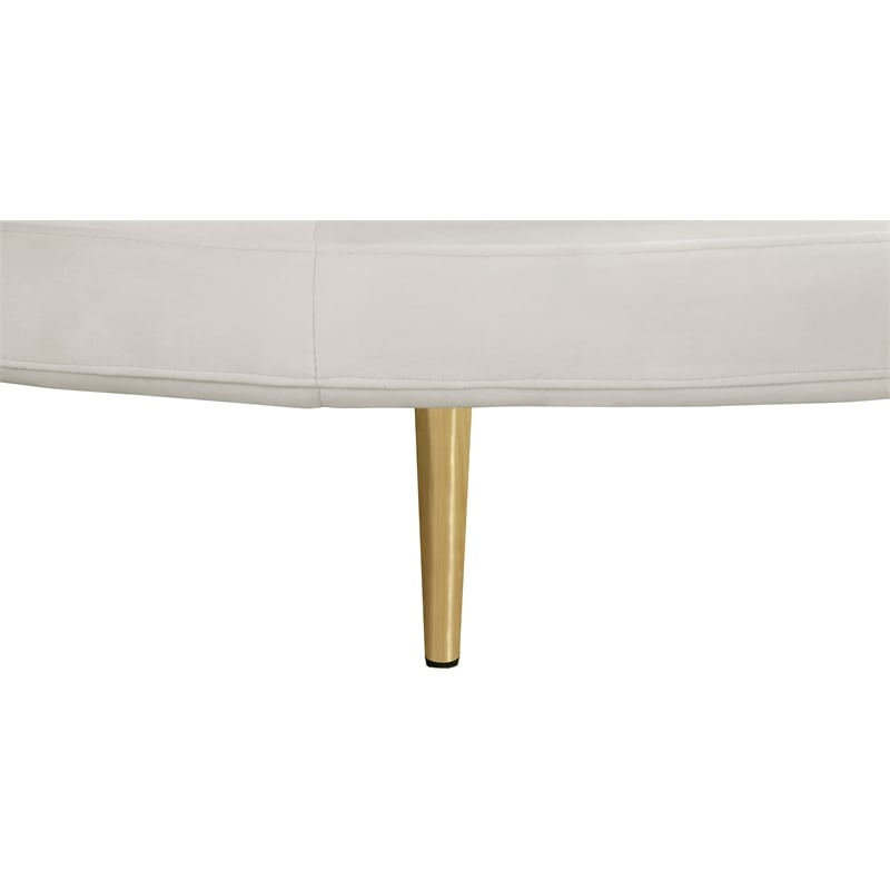 Pemberly Row Contemporary Velvet Cream Roundabout Sofa with Iron Legs in Cream