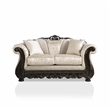 Pemberly Row Traditional Chenille Upholstered Loveseat in Ivory