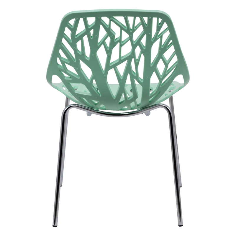 Pemberly Row Modern Dining Side Chair With Chromed Legs in Mint