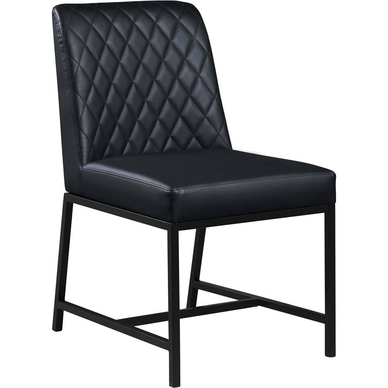Pemberly Row Quilted Black Faux Leather Dining Chair (Set of 2)