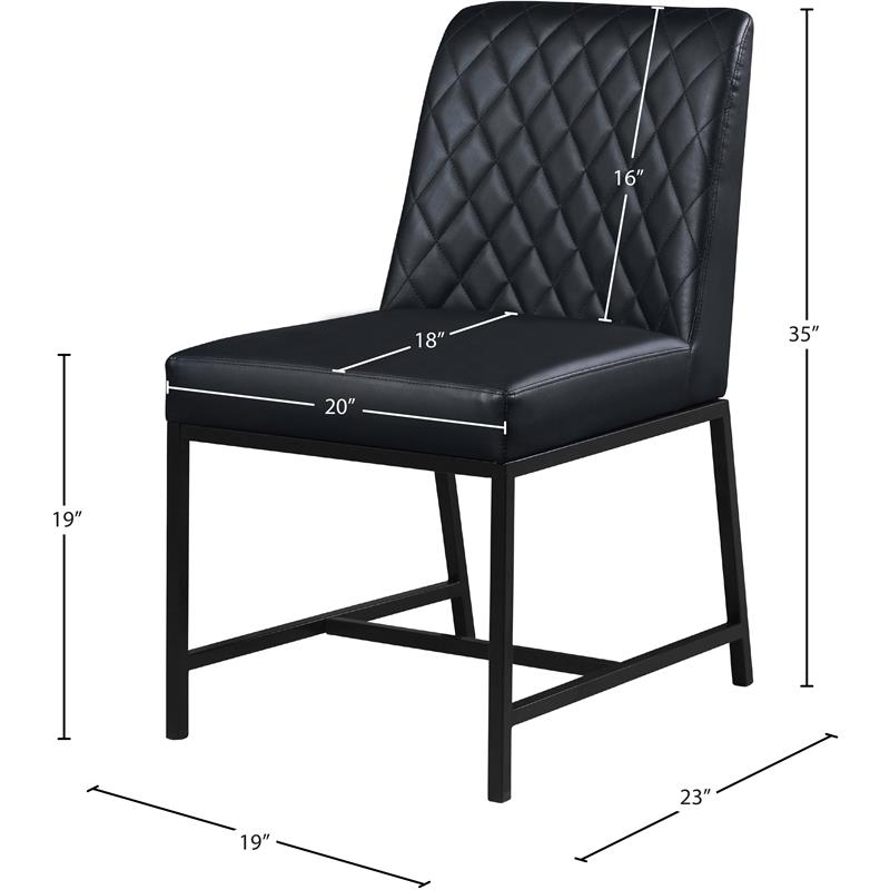 Pemberly Row Quilted Black Faux Leather Dining Chair (Set of 2)