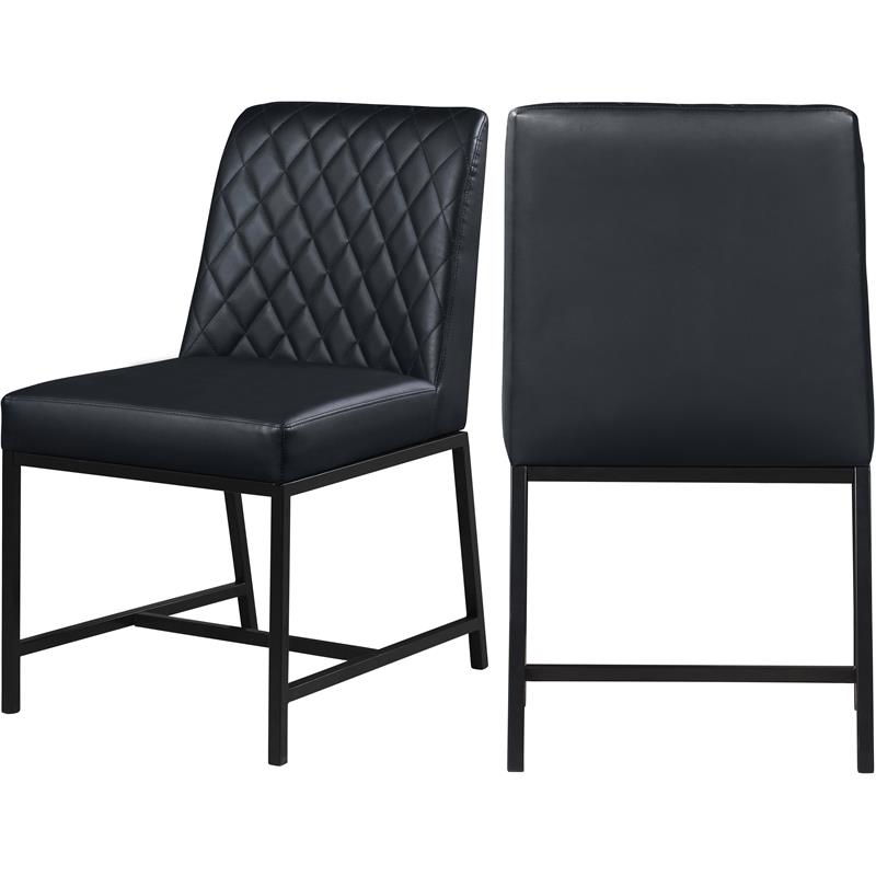Pemberly Row Quilted Black Faux Leather Dining Chair (Set of 2)
