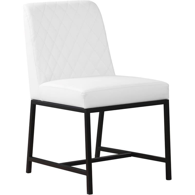Pemberly Row Quilted White Faux Leather Dining Chair (Set of 2)
