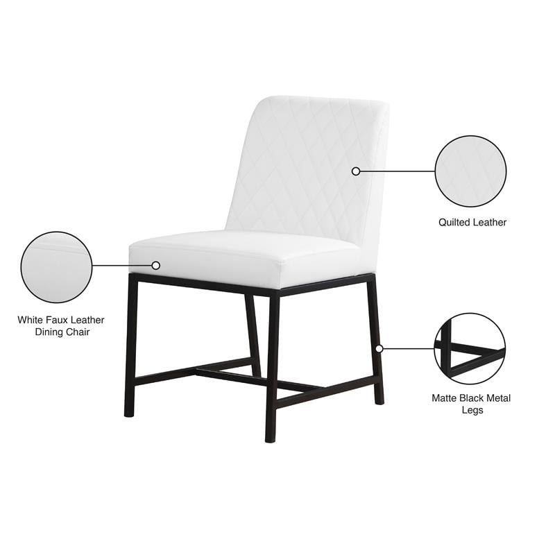 Pemberly Row Quilted White Faux Leather Dining Chair (Set of 2)