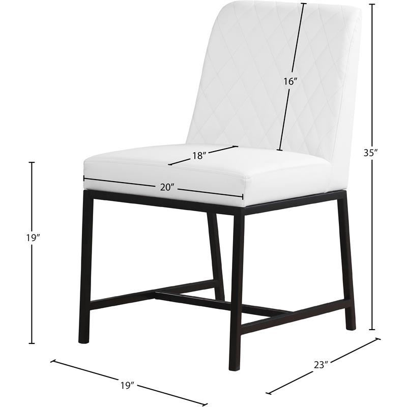 Pemberly Row Quilted White Faux Leather Dining Chair (Set of 2)