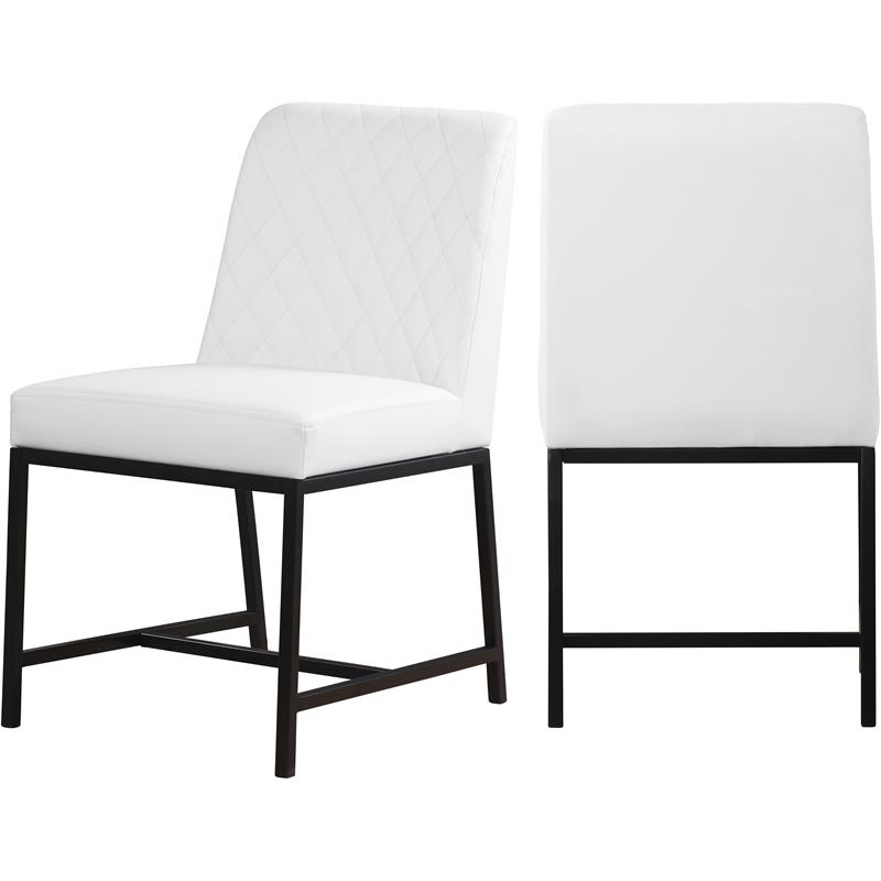 Pemberly Row Quilted White Faux Leather Dining Chair (Set of 2)