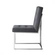 Pemberly Row Velvet Dining Side Chair in Gray/Chrome (Set of 2)