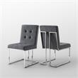 Pemberly Row Velvet Dining Side Chair in Gray/Chrome (Set of 2)