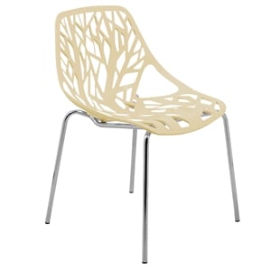 Pemberly Row Modern Dining Side Chair With Chromed Legs in Cream
