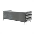 Pemberly Row Tufted Velvet 3-Seat Sofa with Nailhead Trim in Gray