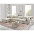 Pemberly Row Sofa Cream White Linen Upholstered 4 Seat and Ottoman