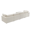 Pemberly Row Sofa Cream White Linen Upholstered 4 Seat and Ottoman