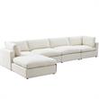 Pemberly Row Sofa Cream White Linen Upholstered 4 Seat and Ottoman