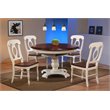 Pemberly Row Round/Oval Extendable Dining Table in White/Brown Wood