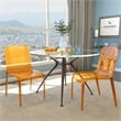 Pemberly Row Mid-Century Modern Dining Side Chair in Orange Set of 2
