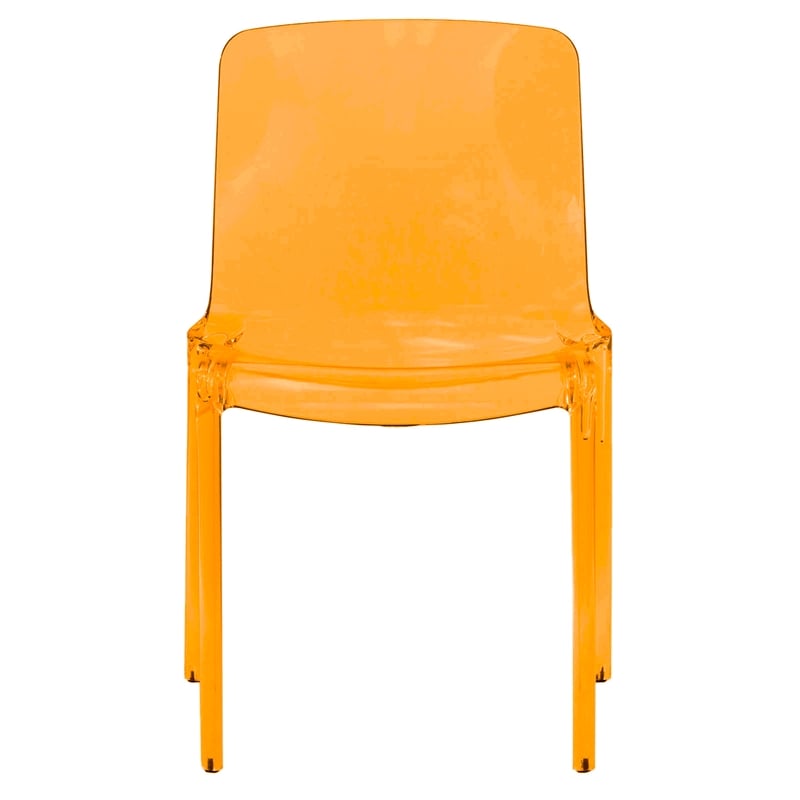 Pemberly Row Mid-Century Modern Dining Side Chair in Orange Set of 2