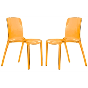 Pemberly Row Mid-Century Modern Dining Side Chair in Orange Set of 2