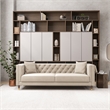 Pemberly Row Mid Century Modern Tufted Cream Velvet Living Room Couch
