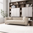Pemberly Row Mid Century Modern Tufted Cream Velvet Living Room Couch