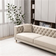 Pemberly Row Mid Century Modern Tufted Cream Velvet Living Room Couch