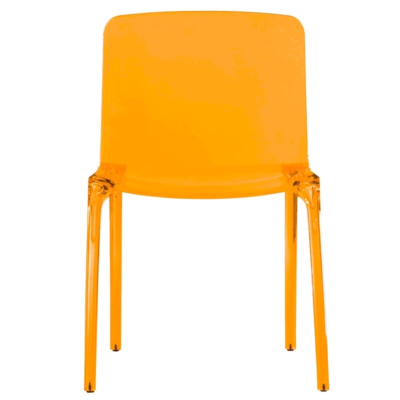 Pemberly Row Mid-Century Modern Dining Side Chair in Transparent Orange