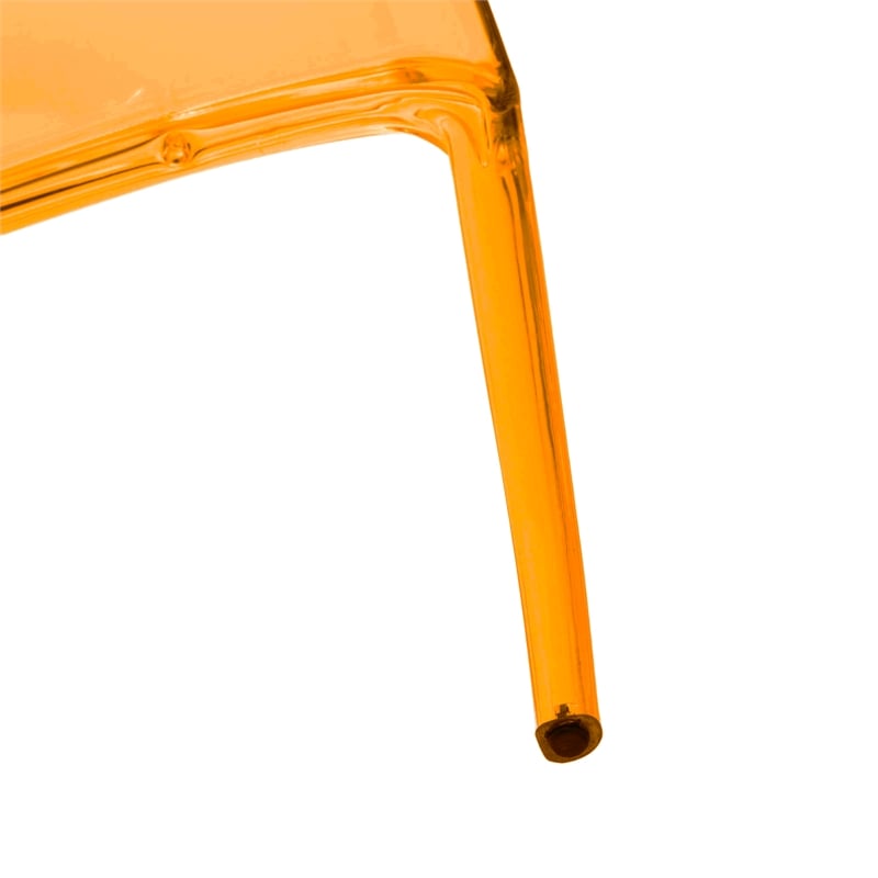 Pemberly Row Mid-Century Modern Dining Side Chair in Transparent Orange