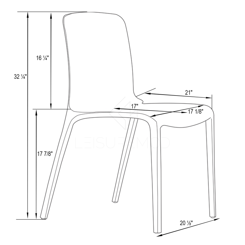 Pemberly Row Mid-Century Modern Dining Side Chair in Transparent Orange
