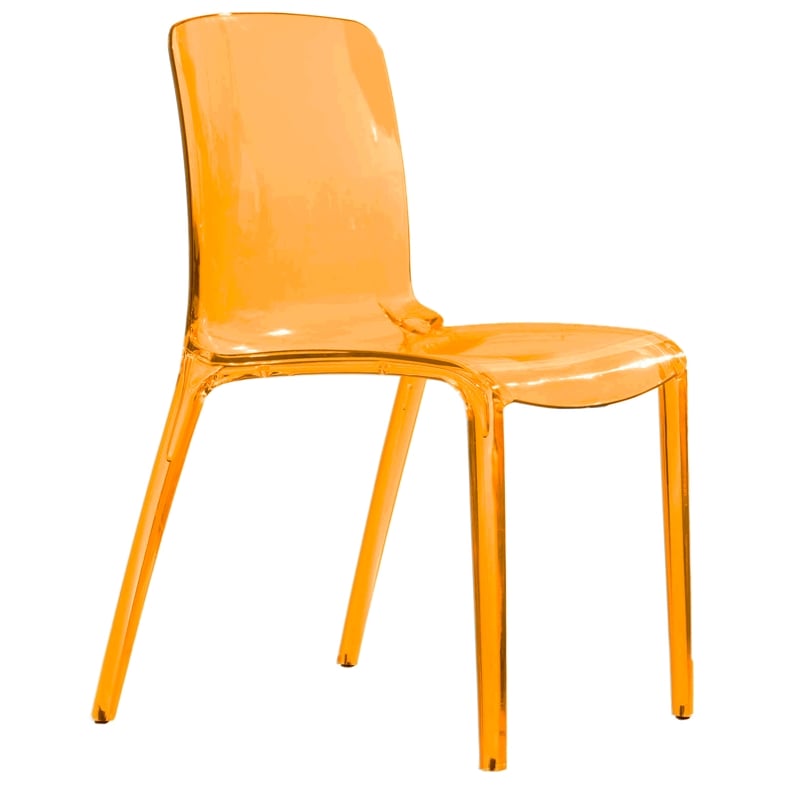 Pemberly Row Mid-Century Modern Dining Side Chair in Transparent Orange