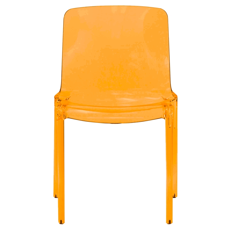 Pemberly Row Mid-Century Modern Dining Side Chair in Transparent Orange