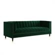 Pemberly Row Tufted Velvet Sofa with Nailhead Trim in Hunter Green/Gold