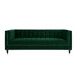 Pemberly Row Tufted Velvet Sofa with Nailhead Trim in Hunter Green/Gold