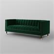 Pemberly Row Tufted Velvet Sofa with Nailhead Trim in Hunter Green/Gold
