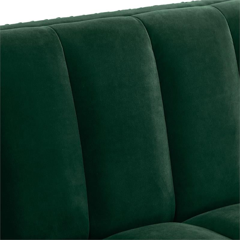 Pemberly Row Tufted Velvet Sofa with Nailhead Trim in Hunter Green/Gold