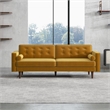 Pemberly Row Mid-Century Modern Tufted Back Gold Velvet Upholstered Sofa