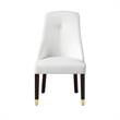 Pemberly Row Faux Leather Dining Chair with Nailhead White/Gold (Set of 2)