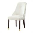 Pemberly Row Faux Leather Dining Chair with Nailhead White/Gold (Set of 2)